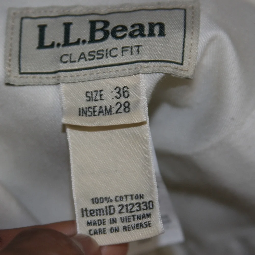 LL Bean Classic Fit Chino Pants‎ Mens 36x28 Beige Khaki Cotton Staple Gorpcore